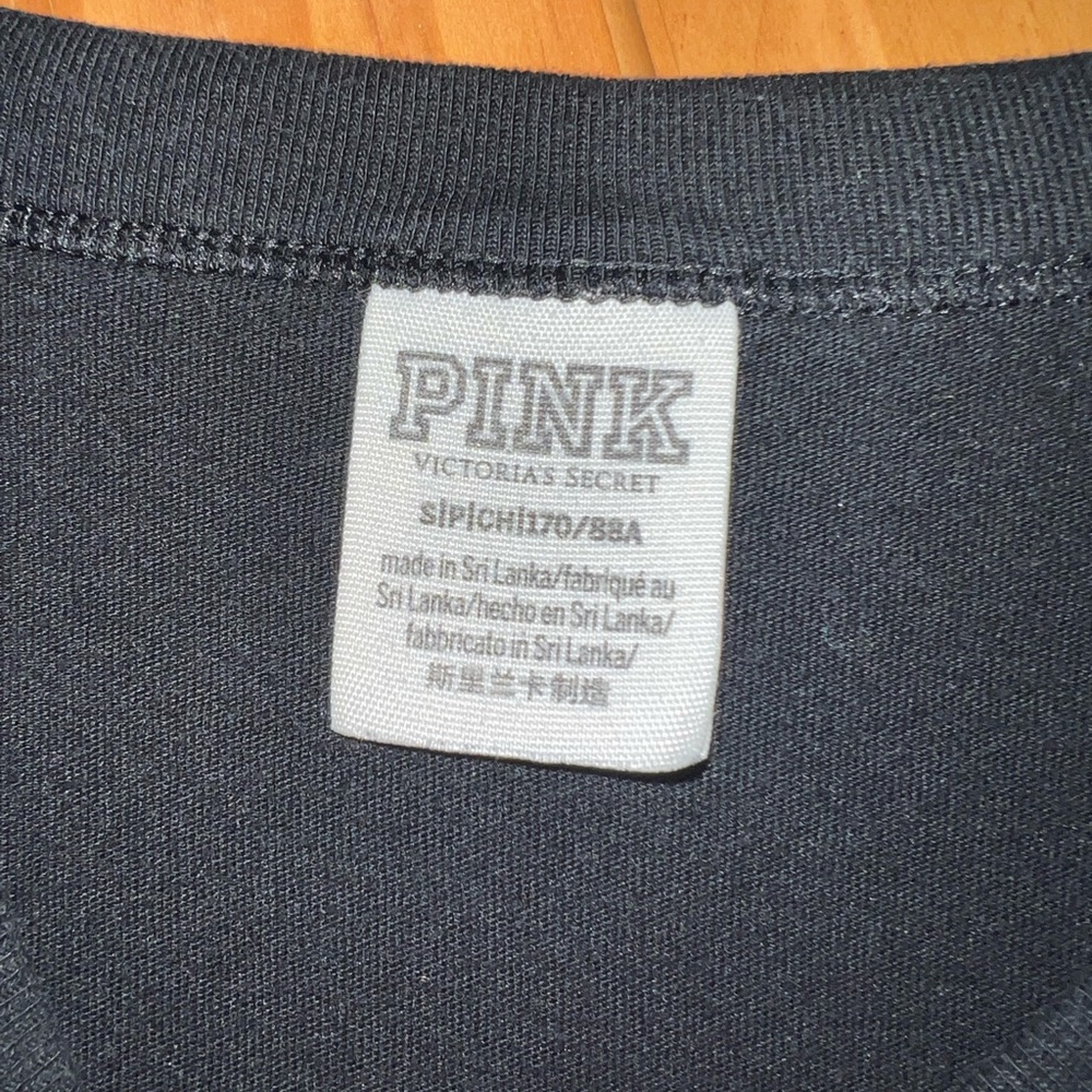 PINK Victoria's Secret Black Long Sleeve Tee with Sequin Dog Design - Picture 5 of 5